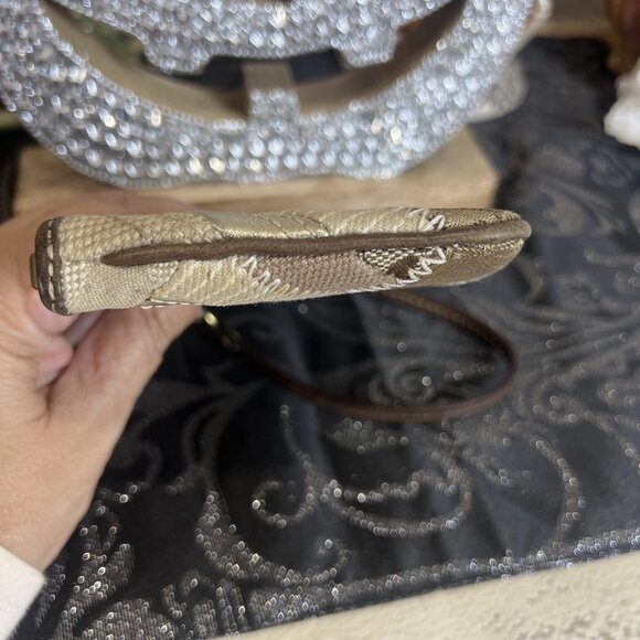 Coach Patchwork Brown Wristlet with Strap & HangTag - Picture 4 of 9